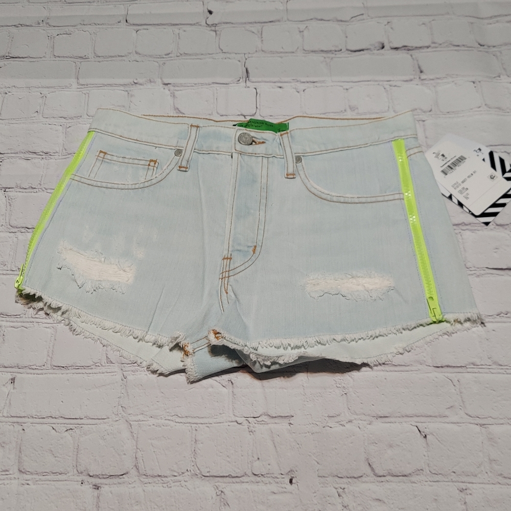 NWT Free People x Sandrine Rose Cutoff Shorts Highlighter Yellow Neon Green